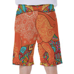 Indian Boho Hippie Elephant Print Men's Beach Shorts