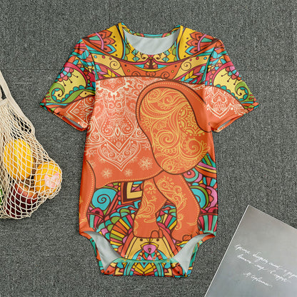 Indian Boho Hippie Elephant Print Men's Bodysuit