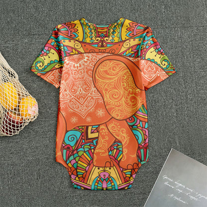 Indian Boho Hippie Elephant Print Men's Bodysuit