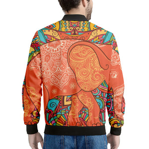 Indian Boho Hippie Elephant Print Men's Bomber Jacket