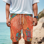 Indian Boho Hippie Elephant Print Men's Cargo Shorts