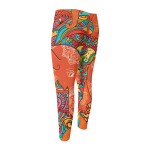 Indian Boho Hippie Elephant Print Men's Compression Pants