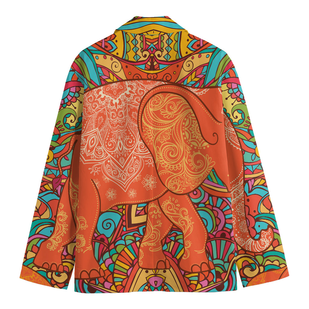 Indian Boho Hippie Elephant Print Men's Cotton Blazer