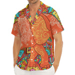Indian Boho Hippie Elephant Print Men's Deep V-Neck Shirt
