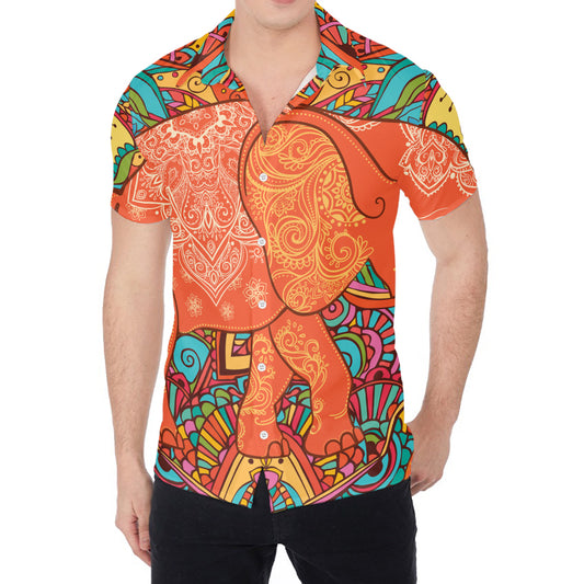 Indian Boho Hippie Elephant Print Men's Shirt