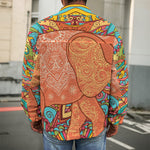 Indian Boho Hippie Elephant Print Men's Shirt Jacket
