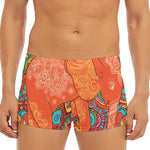 Indian Boho Hippie Elephant Print Men's Short Boxer Briefs