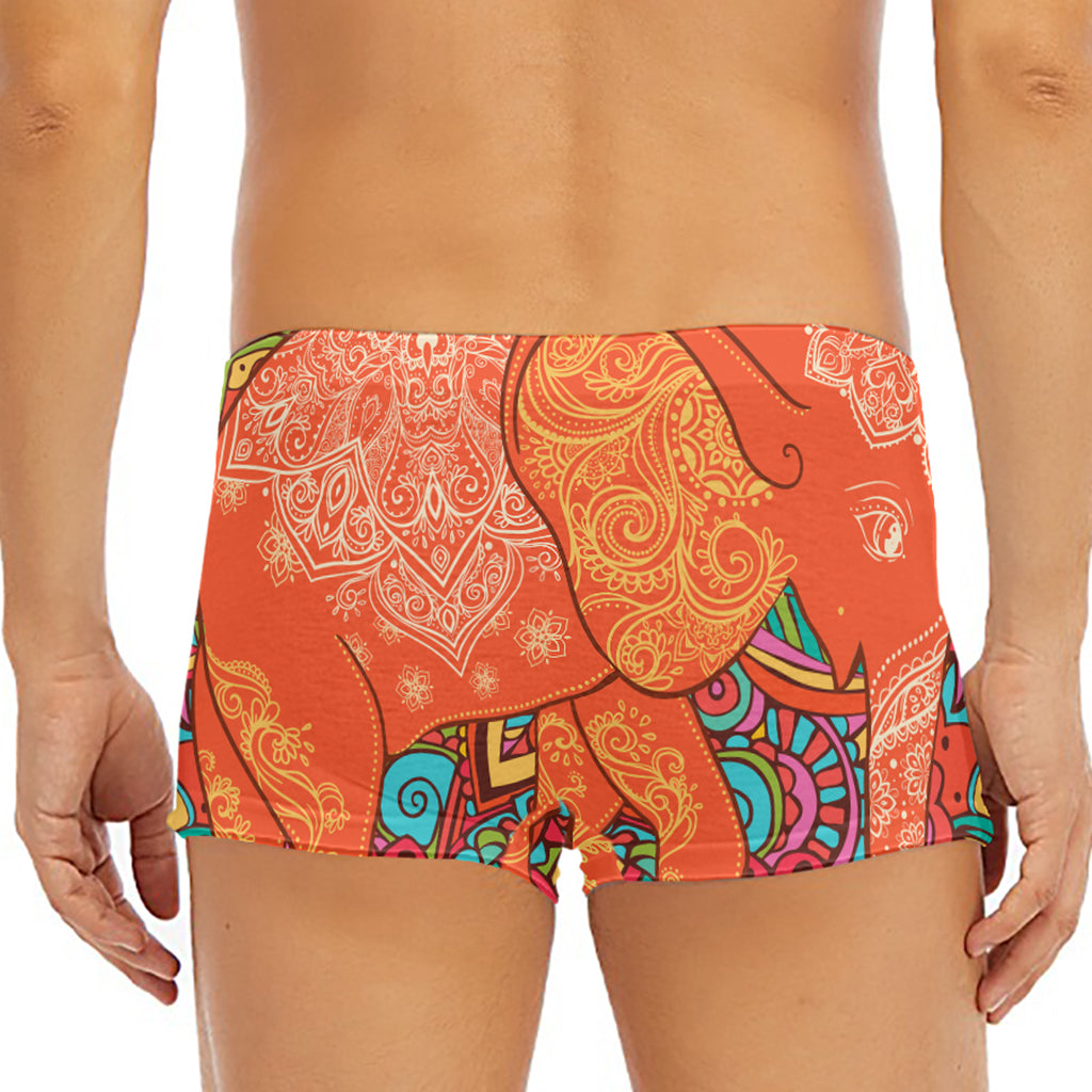 Indian Boho Hippie Elephant Print Men's Short Boxer Briefs