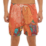 Indian Boho Hippie Elephant Print Men's Split Running Shorts