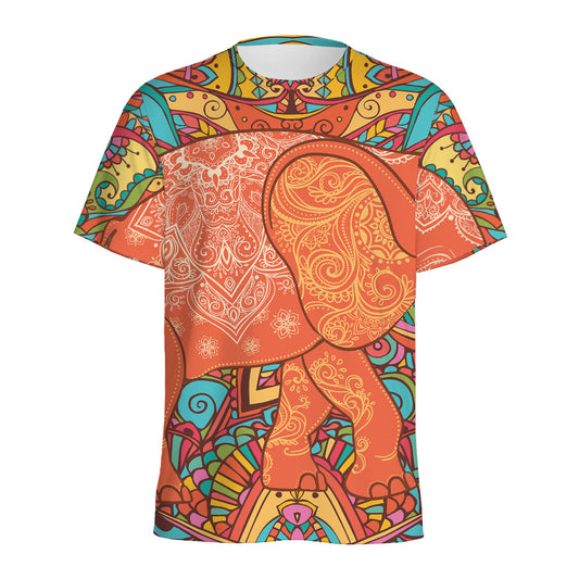 Indian Boho Hippie Elephant Print Men's Sports T-Shirt