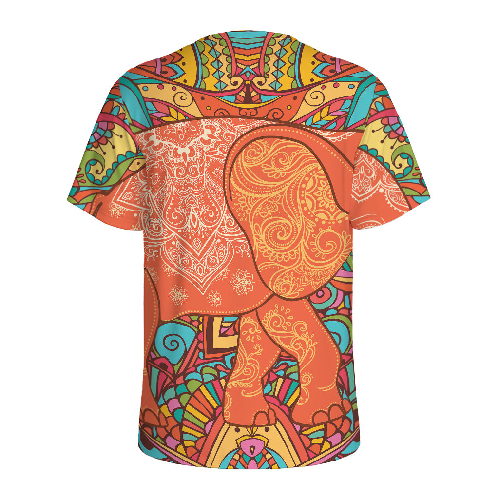 Indian Boho Hippie Elephant Print Men's Sports T-Shirt