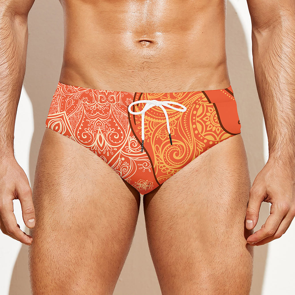 Indian Boho Hippie Elephant Print Men's Swim Briefs