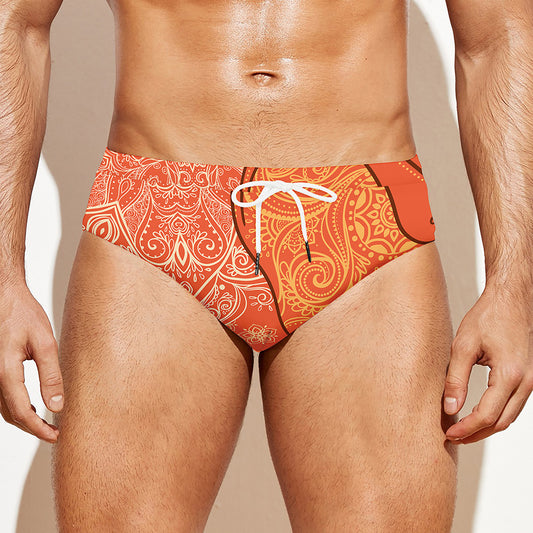 Indian Boho Hippie Elephant Print Men's Swim Briefs