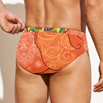 Indian Boho Hippie Elephant Print Men's Swim Briefs