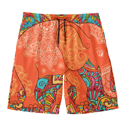 Indian Boho Hippie Elephant Print Men's Swim Trunks
