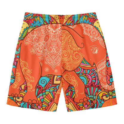 Indian Boho Hippie Elephant Print Men's Swim Trunks