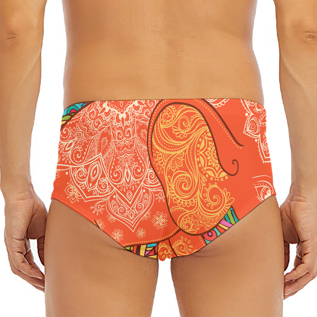 Indian Boho Hippie Elephant Print Men's Triangle Swim Briefs