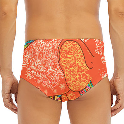 Indian Boho Hippie Elephant Print Men's Triangle Swim Briefs