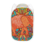 Indian Boho Hippie Elephant Print Mesh Laundry Hamper