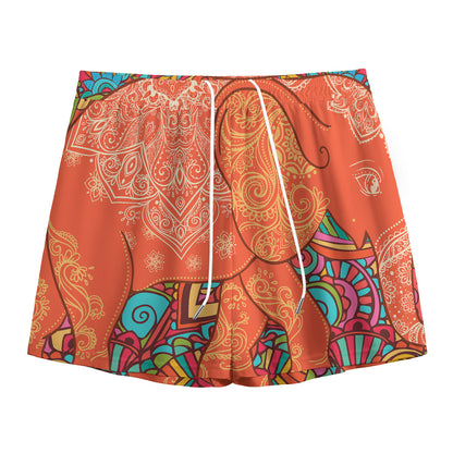 Indian Boho Hippie Elephant Print Mesh Shorts