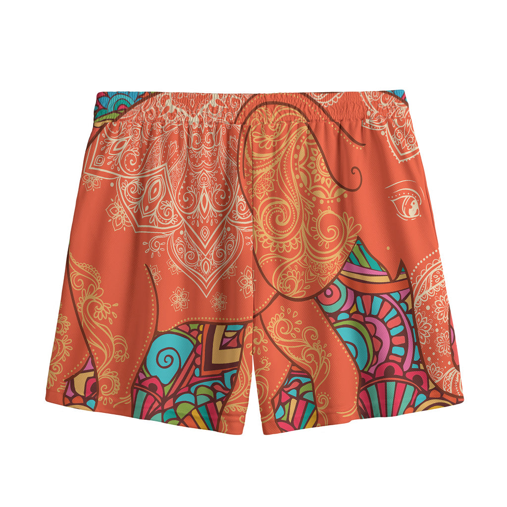 Indian Boho Hippie Elephant Print Mesh Shorts