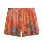 Indian Boho Hippie Elephant Print Mesh Shorts