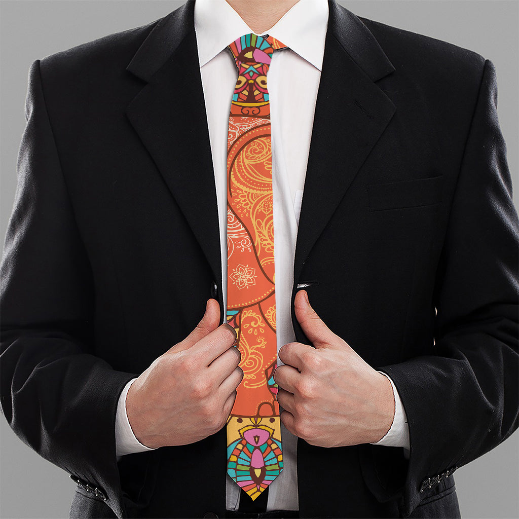 Indian Boho Hippie Elephant Print Necktie