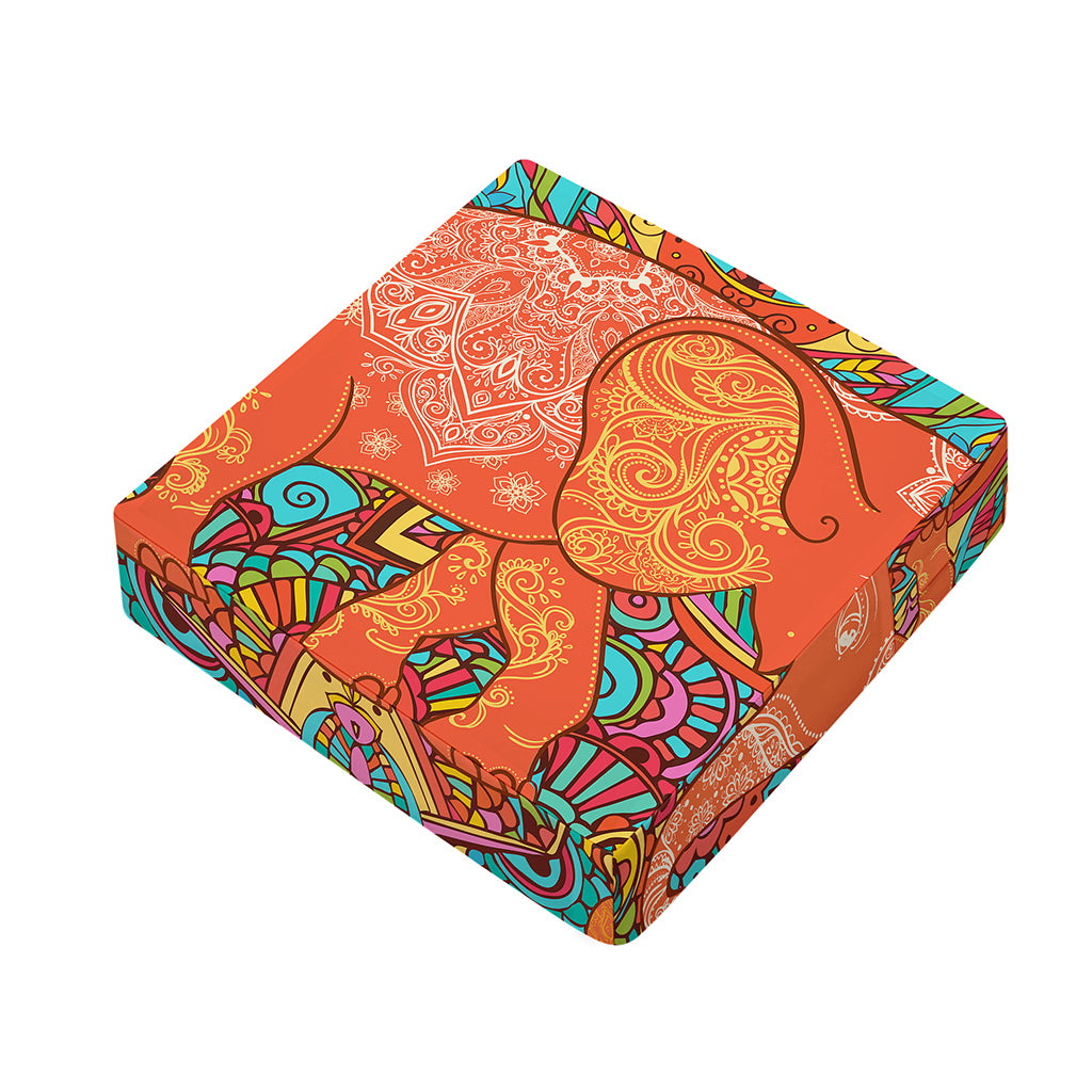 Indian Boho Hippie Elephant Print Outdoor Seat Cushion Cover