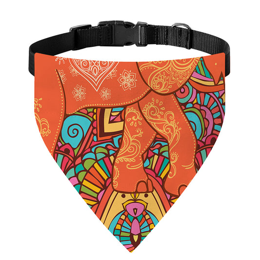 Indian Boho Hippie Elephant Print Over The Collar Dog Bandana