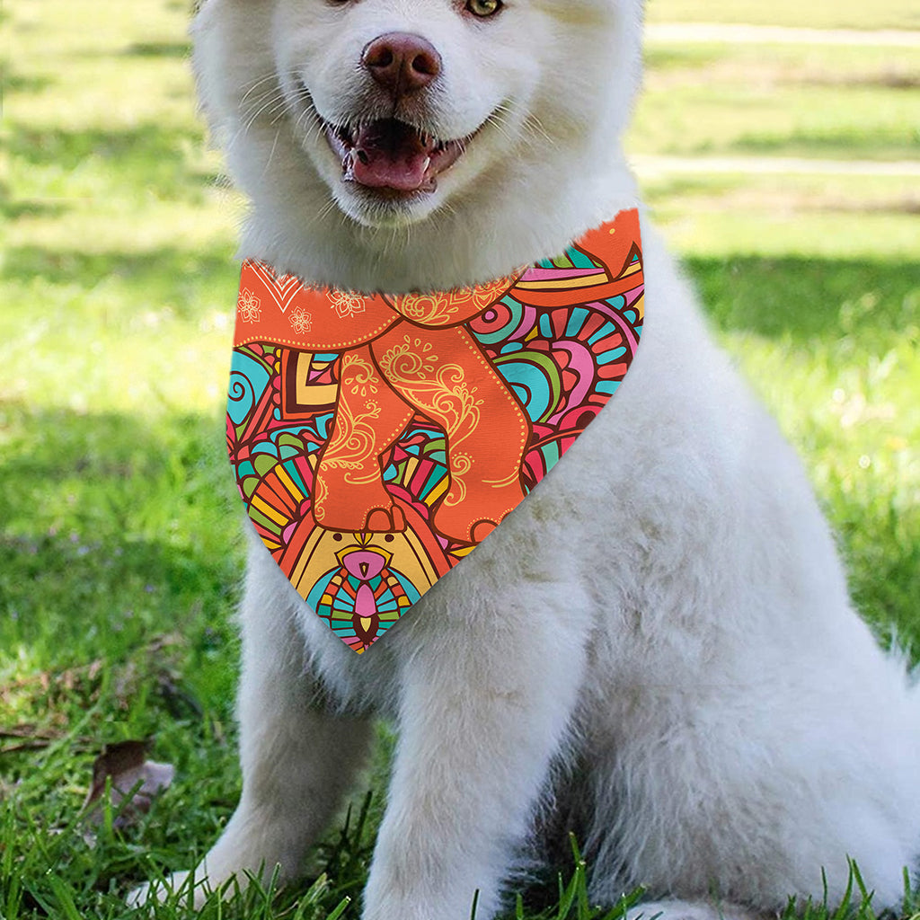 Indian Boho Hippie Elephant Print Over The Collar Dog Bandana