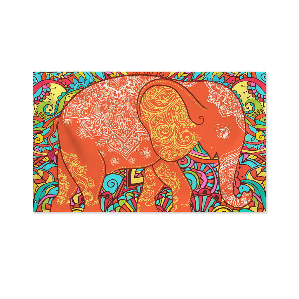 Indian Boho Hippie Elephant Print Polyester Flag