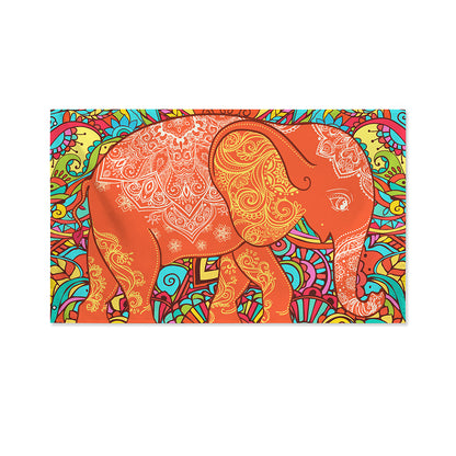 Indian Boho Hippie Elephant Print Polyester Flag