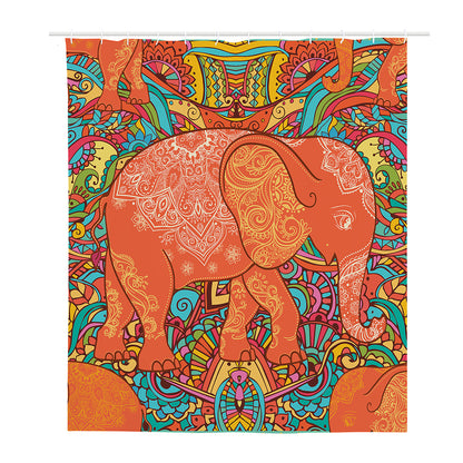 Indian Boho Hippie Elephant Print Polyester Shower Curtain