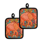 Indian Boho Hippie Elephant Print Pot Holders