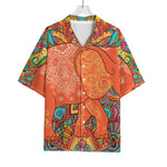 Indian Boho Hippie Elephant Print Rayon Hawaiian Shirt