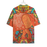 Indian Boho Hippie Elephant Print Rayon Hawaiian Shirt