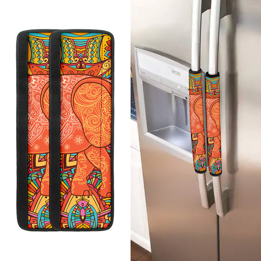 Indian Boho Hippie Elephant Print Refrigerator Handle Covers