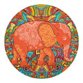 Indian Boho Hippie Elephant Print Round Blanket