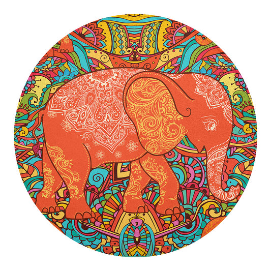 Indian Boho Hippie Elephant Print Round Blanket