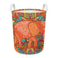 Indian Boho Hippie Elephant Print Round Laundry Basket