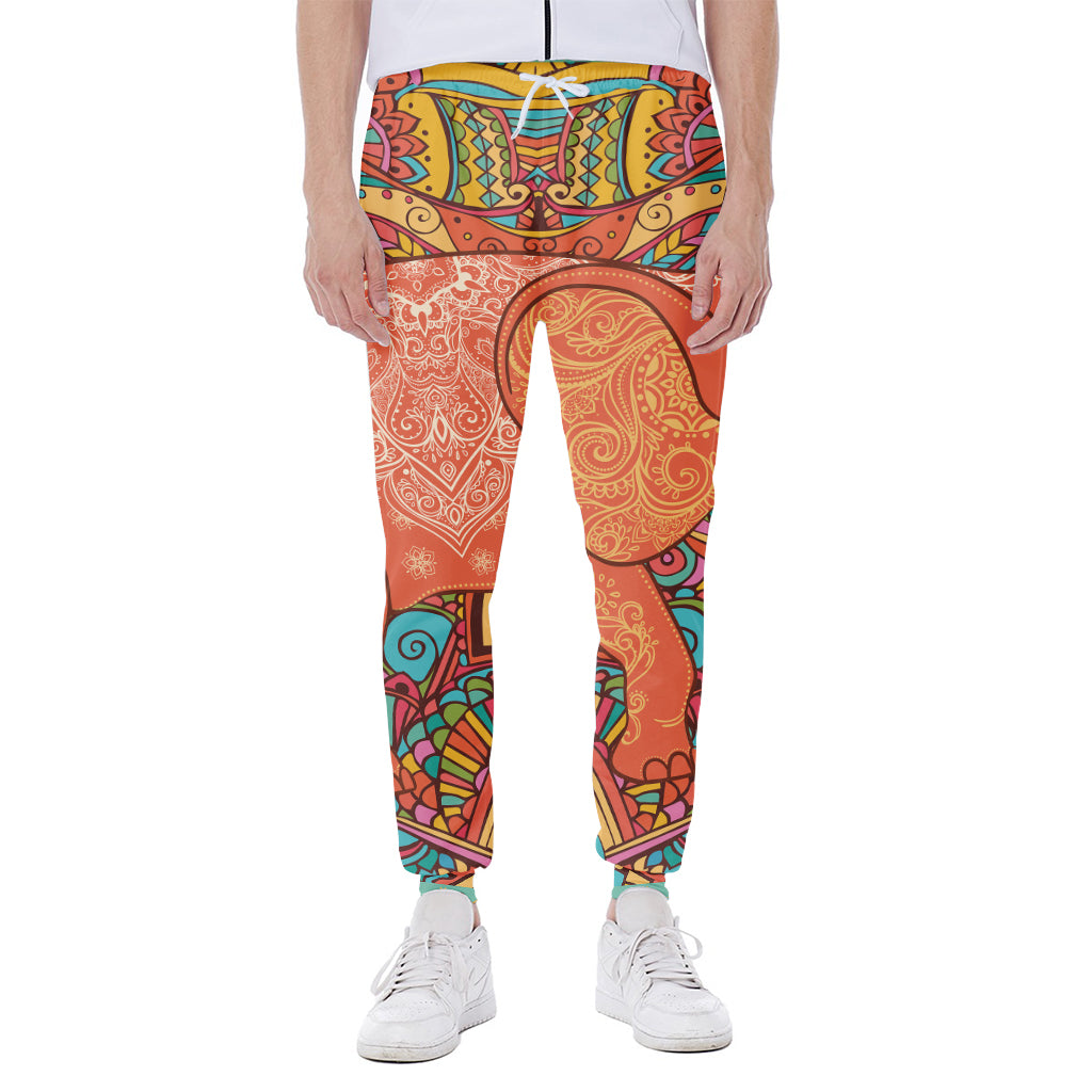 Indian Boho Hippie Elephant Print Scuba Joggers