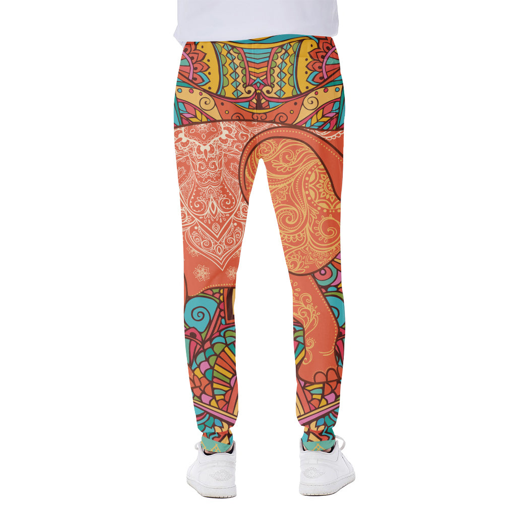 Indian Boho Hippie Elephant Print Scuba Joggers