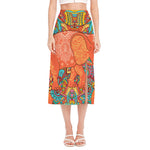 Indian Boho Hippie Elephant Print Side Slit Midi Skirt