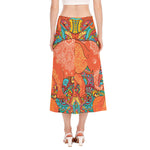 Indian Boho Hippie Elephant Print Side Slit Midi Skirt