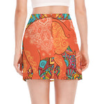 Indian Boho Hippie Elephant Print Side Slit Mini Skirt