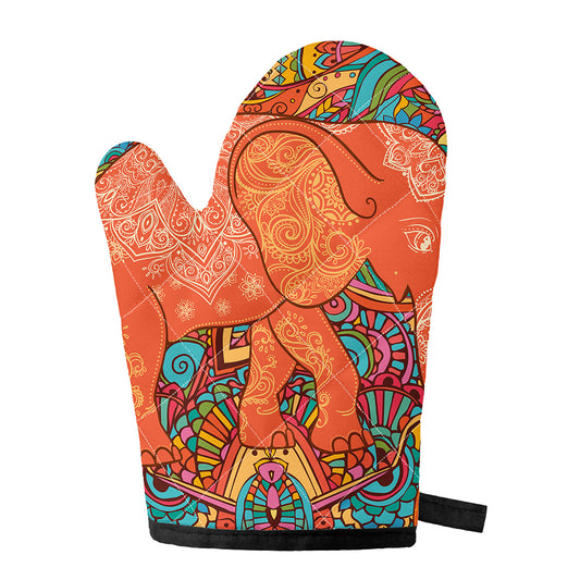 Indian Boho Hippie Elephant Print Single Oven Mitt