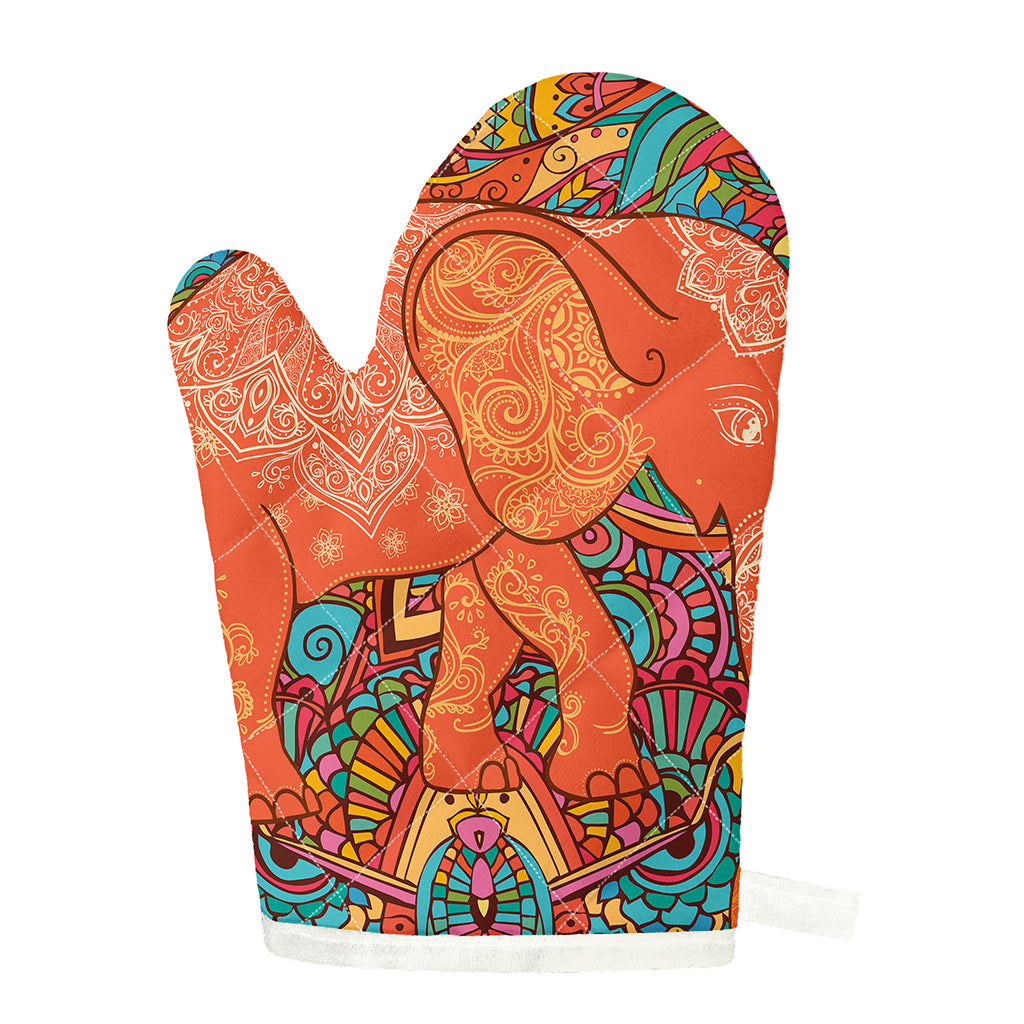 Indian Boho Hippie Elephant Print Single Oven Mitt