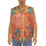Indian Boho Hippie Elephant Print Sleeveless Baseball Jersey