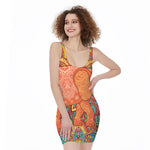 Indian Boho Hippie Elephant Print Sleeveless Bodycon Dress