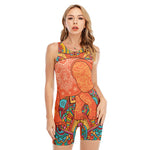 Indian Boho Hippie Elephant Print Sleeveless One Piece Swimsuit